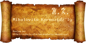 Mikolovits Keresztély névjegykártya